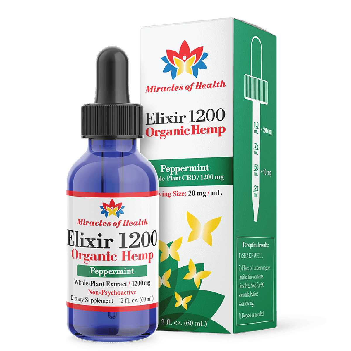 Peppermint Full Spectrum CBD Elixir 1200 | 1200mg CBD Infused with Organic Olive Oil
