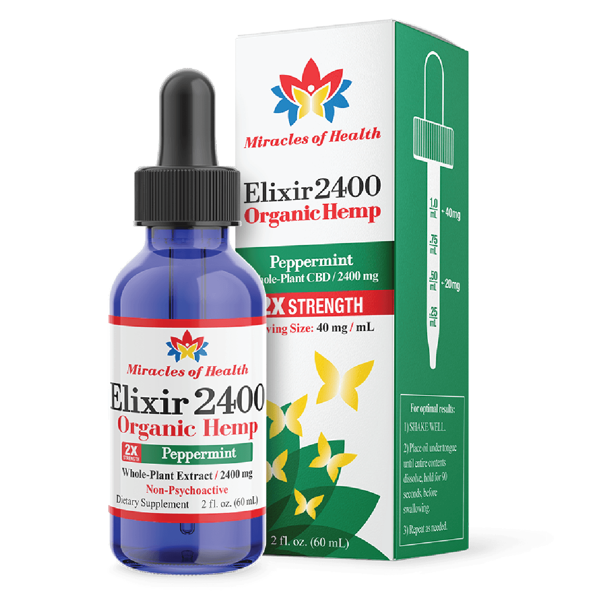Peppermint Full Spectrum CBD Elixir 2400 | 2400 mg CBD Infused with Organic Olive Oil